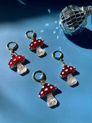 Mini Mushrooms Huggie Earrings-1