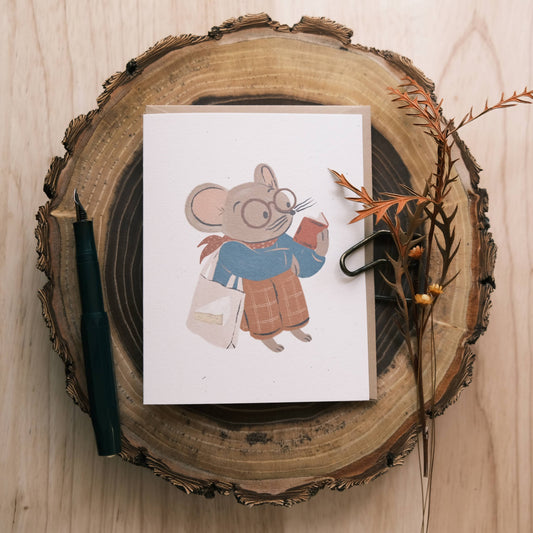 Bookish Mouse Greeting Card