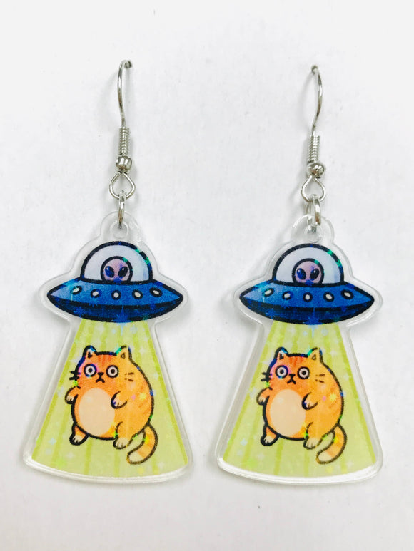 Cat UFO Abduction Earrings