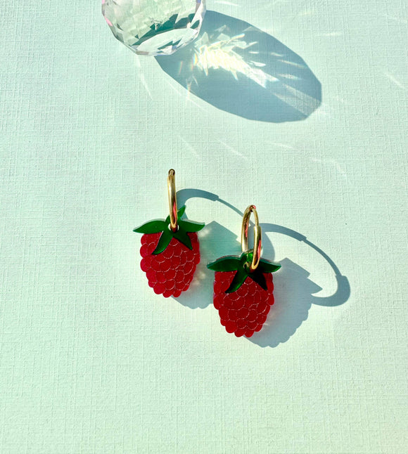 Raspberries Huggie Earrings