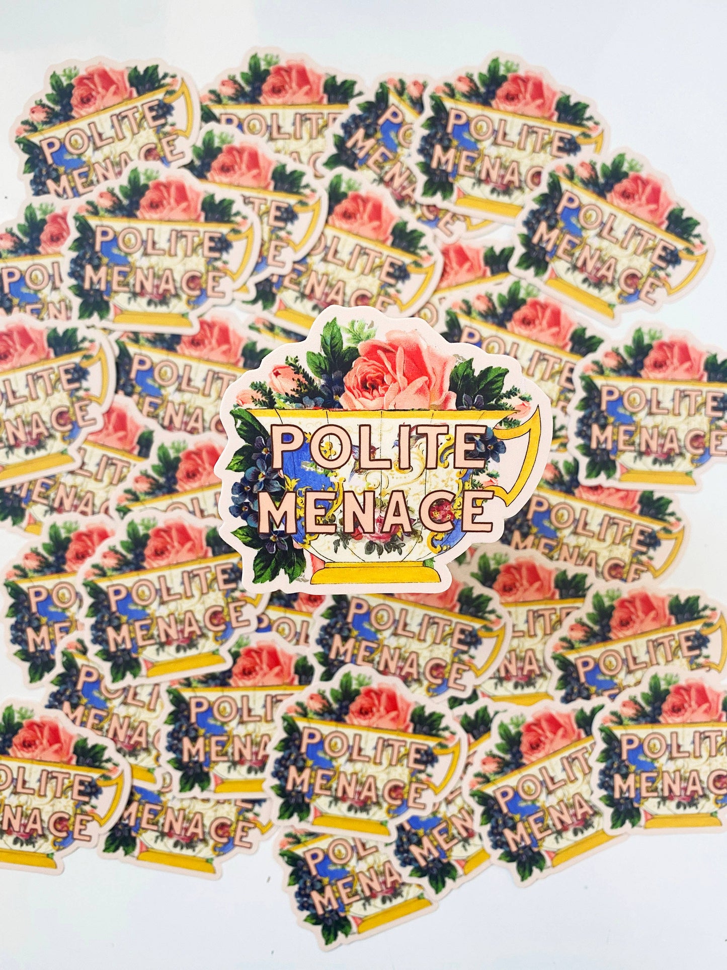 Polite Menace Teacup Sticker
