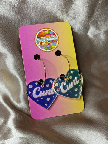 Cunt Iridescent Heart Hoop Earrings - 0