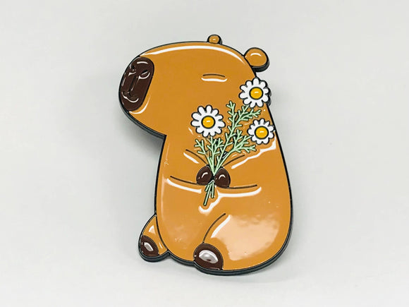 Capybara Flower Pin