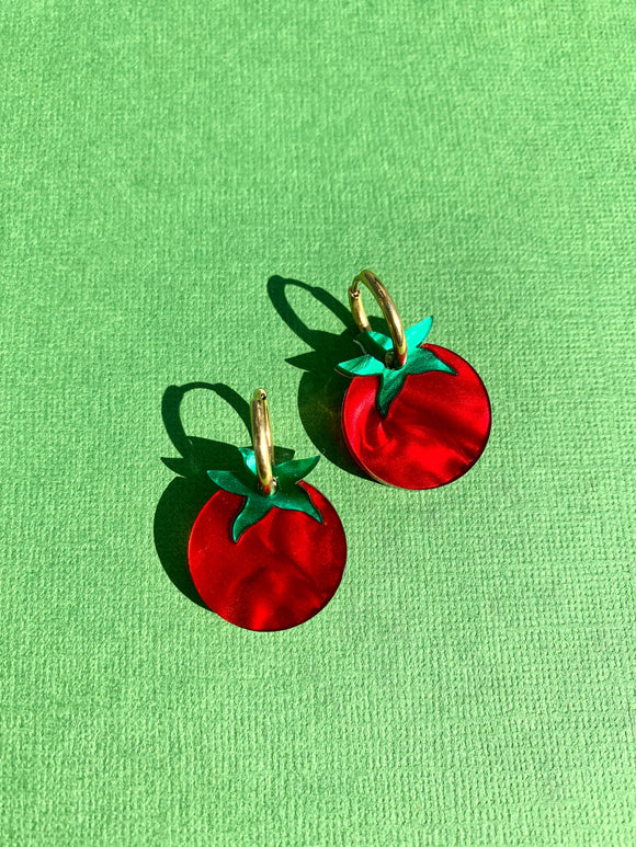 Tiny Tomatoes Huggie Earrings