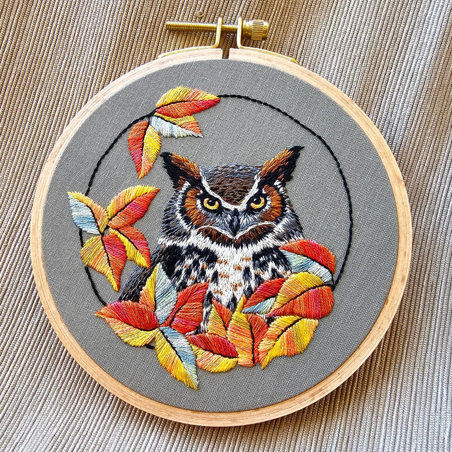 Great Horned Owl Embroidery Kit