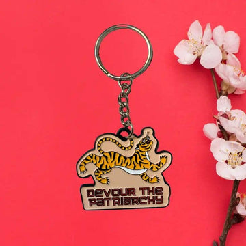 Feminist Devour the Patriarchy Tiger Keychain