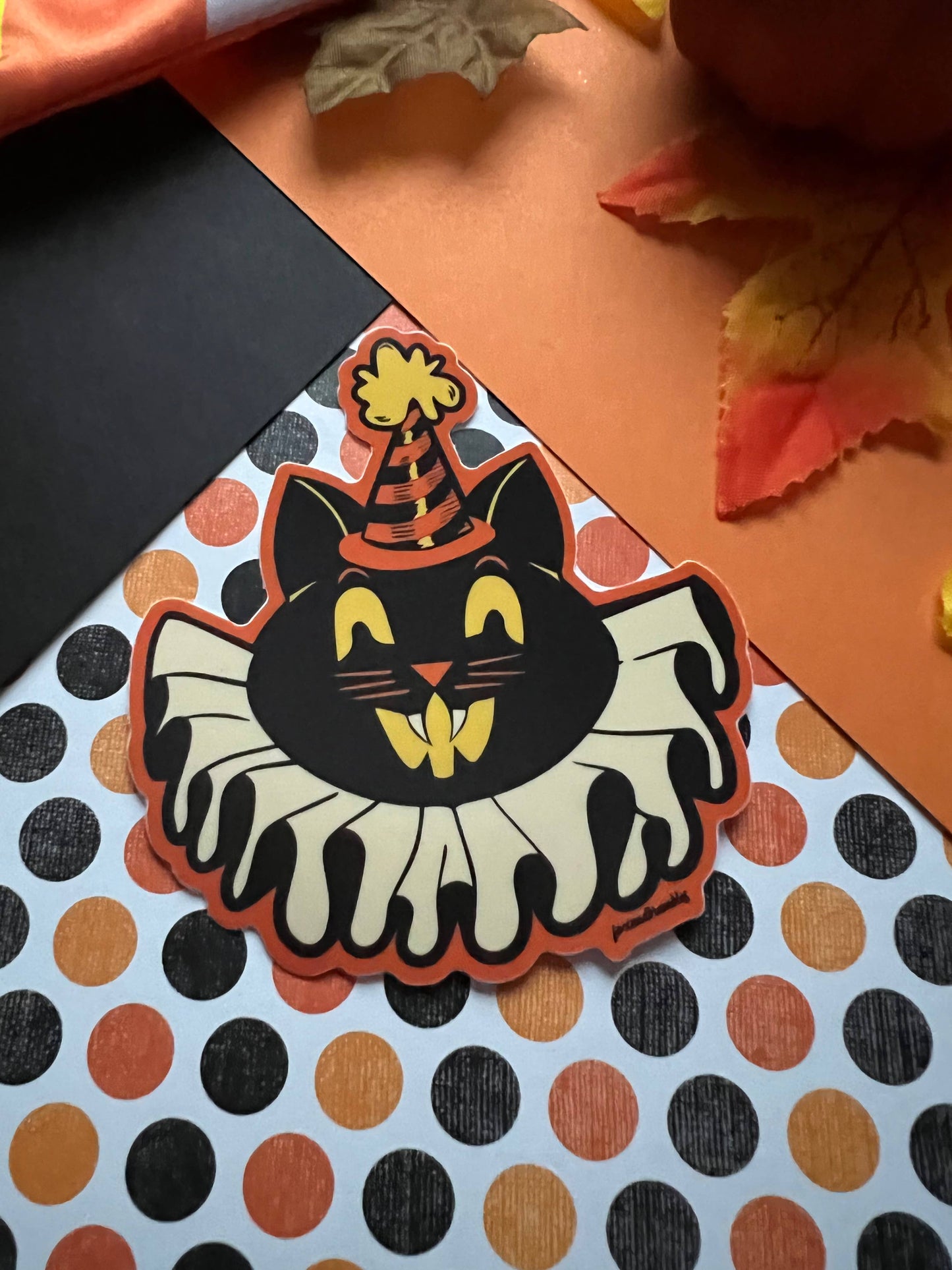 Vintage Halloween Cat Sticker