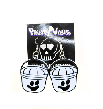 Ghost Halloween Bucket Statement Earrings - 0