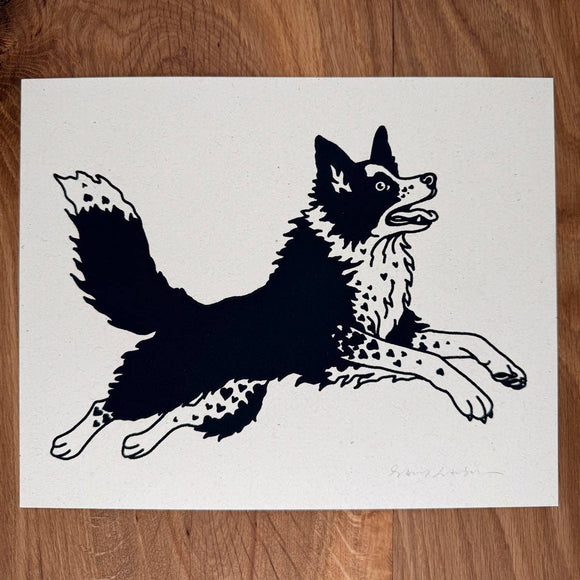 Border Collie Hearts Silkscreen Print
