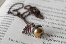 Honey and Copper Pearl Acorn Necklace-3