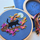 Black Cat & Full Moon Mini Embroidery Kit-4