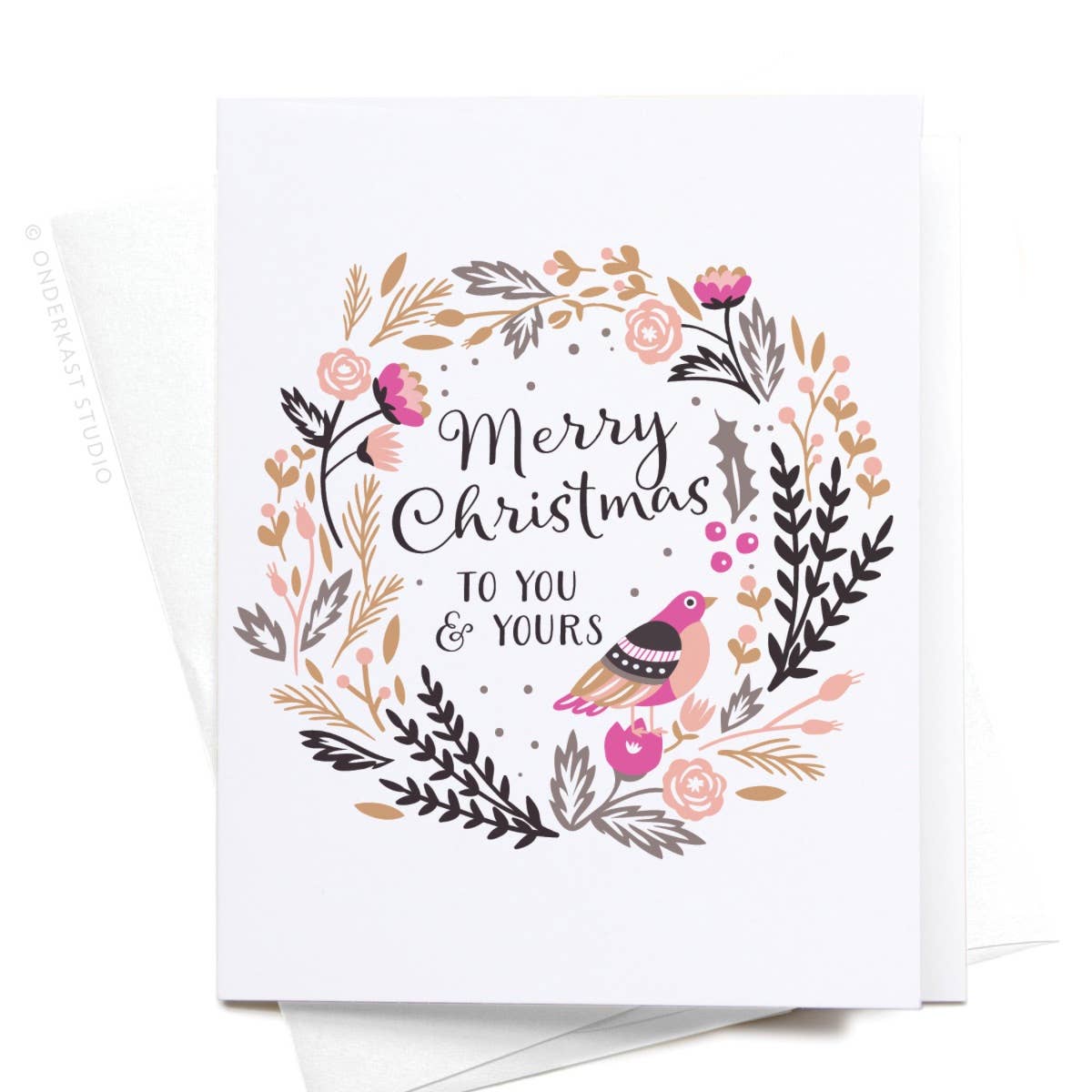 Christmas Floral Wreath Greeting Card