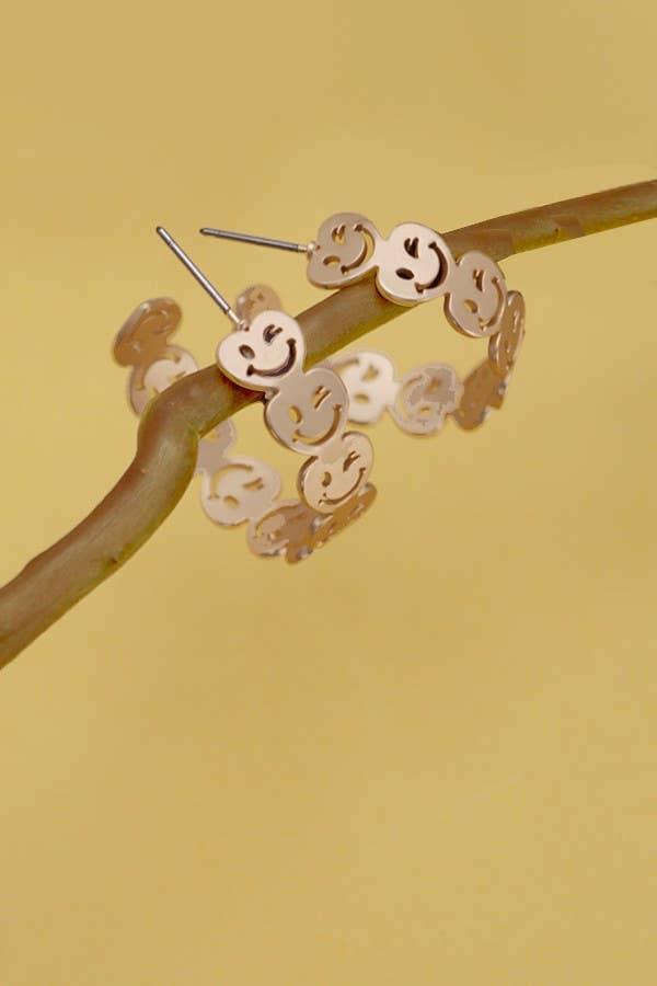 Smiley Heart Hoop Earrings