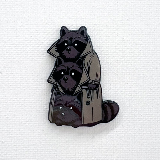 3 Raccoons In A Trenchcoat Pin