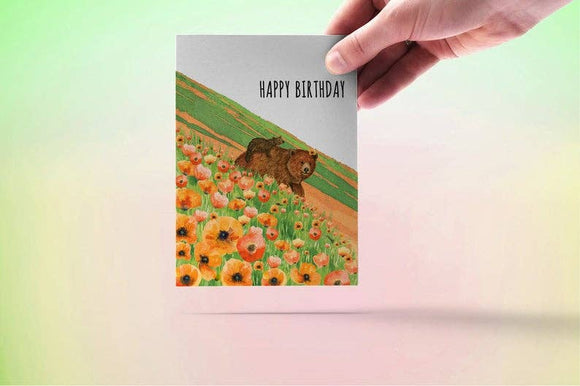 Poppies Bears Birthday Card