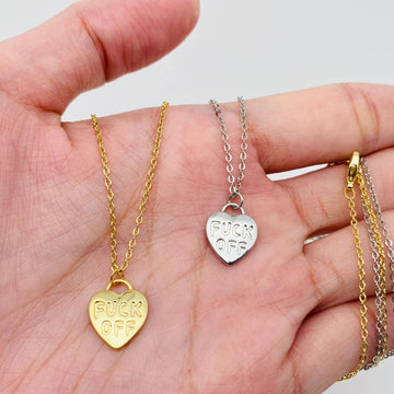 FUCK OFF Heart Pendant Necklace