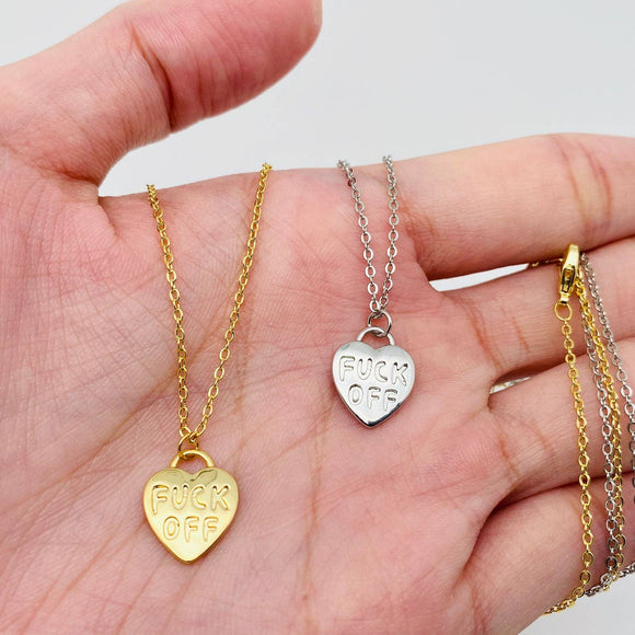 FUCK OFF Heart Pendant Necklace