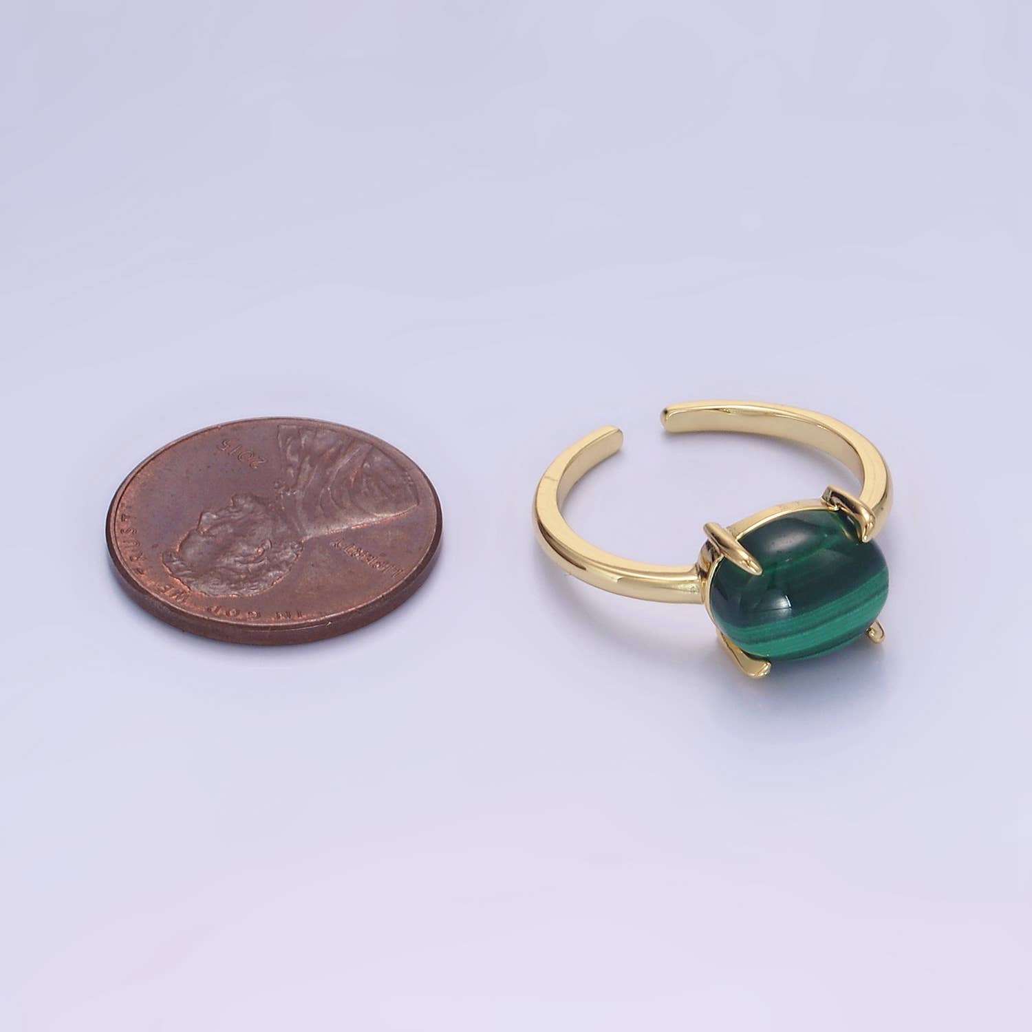 Malachite Solitaire Ring - 0