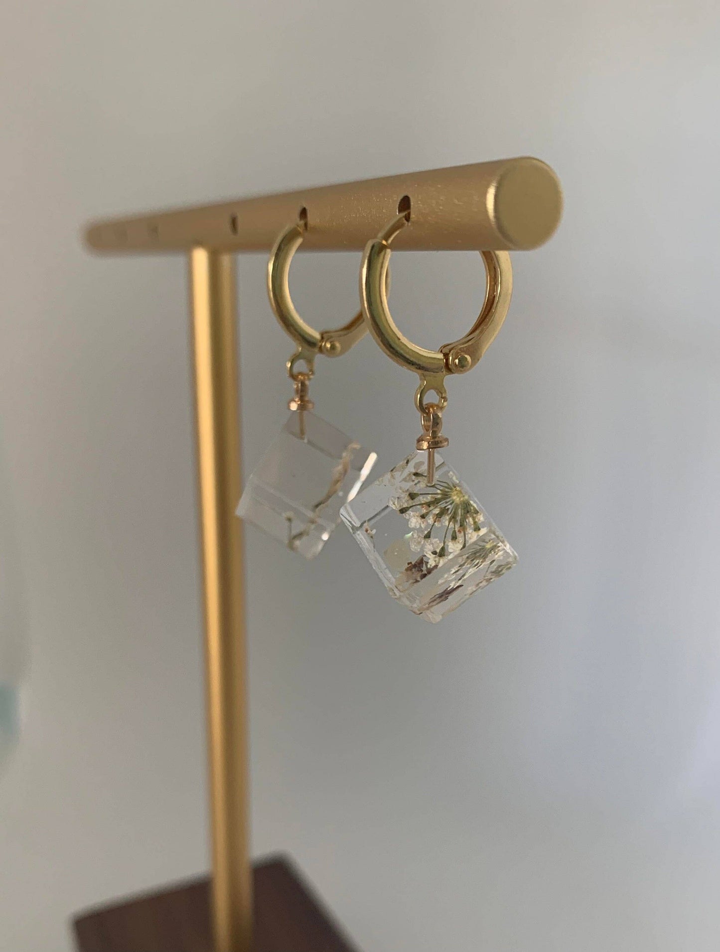 Preserved Dandelion Cube Earrings