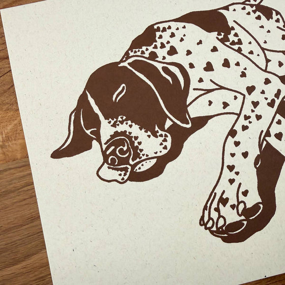 German Shorthaired Pointer Hearts Silkscreen Print