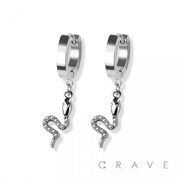 Snake Dangle Huggie Earrings