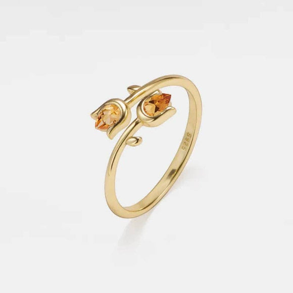 Citrine Tulip Bypass Ring