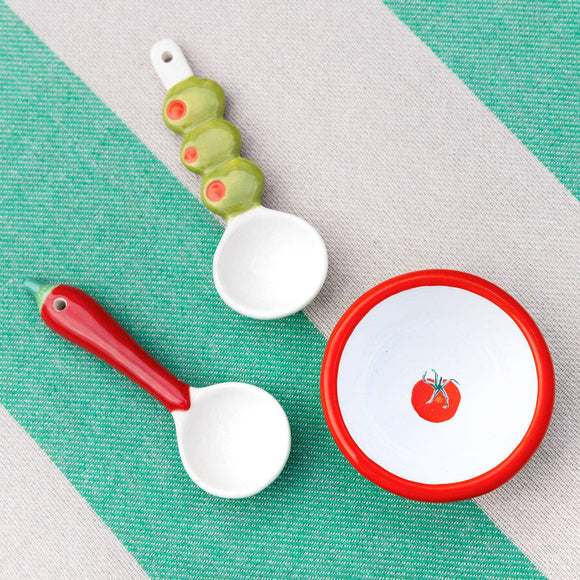 Tomato Green Enamel Dip Dish