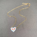 Flower Heart Charm Necklace-3
