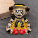 Rhinestone Enamel Clown Brooch-1