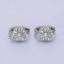 Snowflake Baguette Huggie Earrings-1