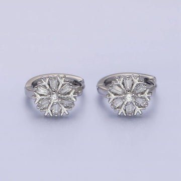 Snowflake Baguette Huggie Earrings