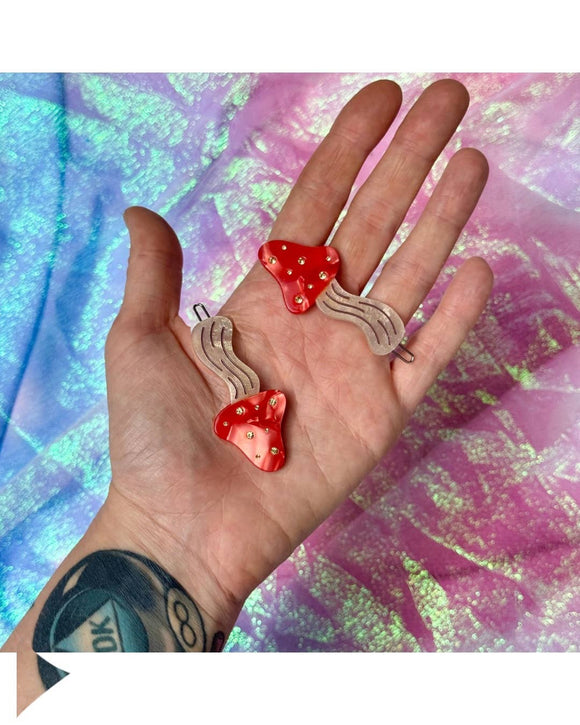 Mushroom Hair Clip Set