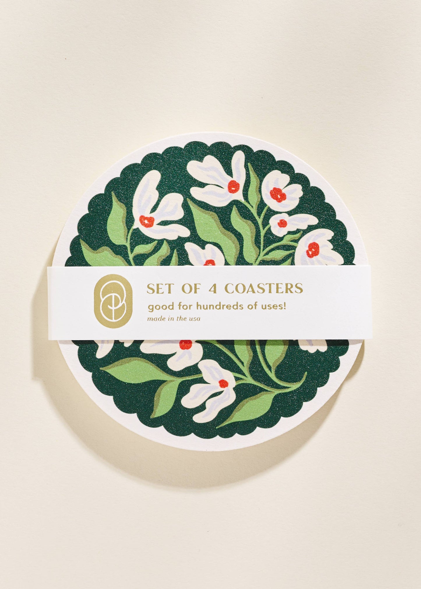Green and Lavender Floral Coasters - Set of Four