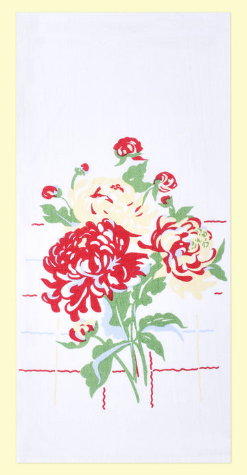 Peonies Retro Flour Sack Kitchen Tea Towel