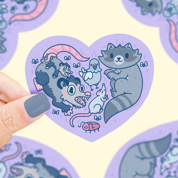 Trash Animals Heart Sticker