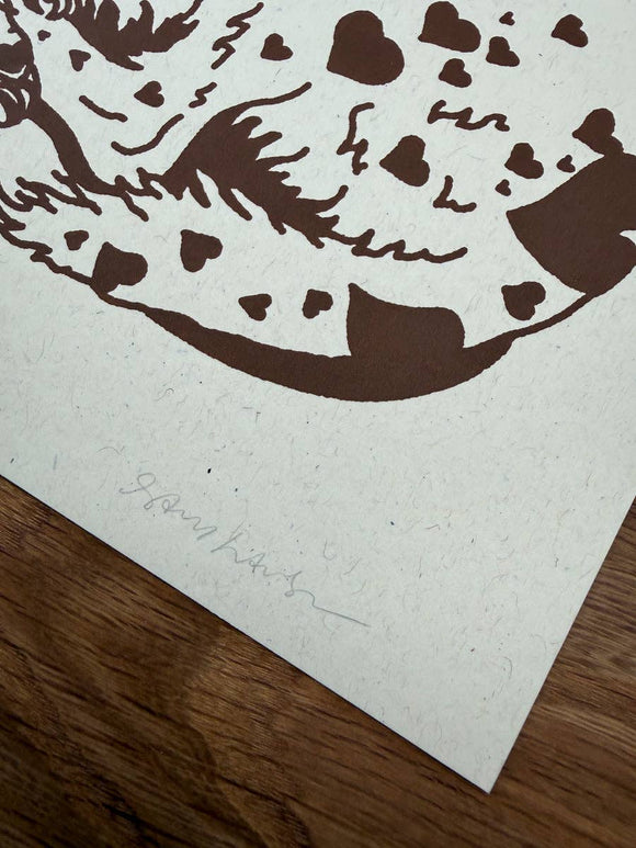 Spaniel Hearts Silkscreen Print