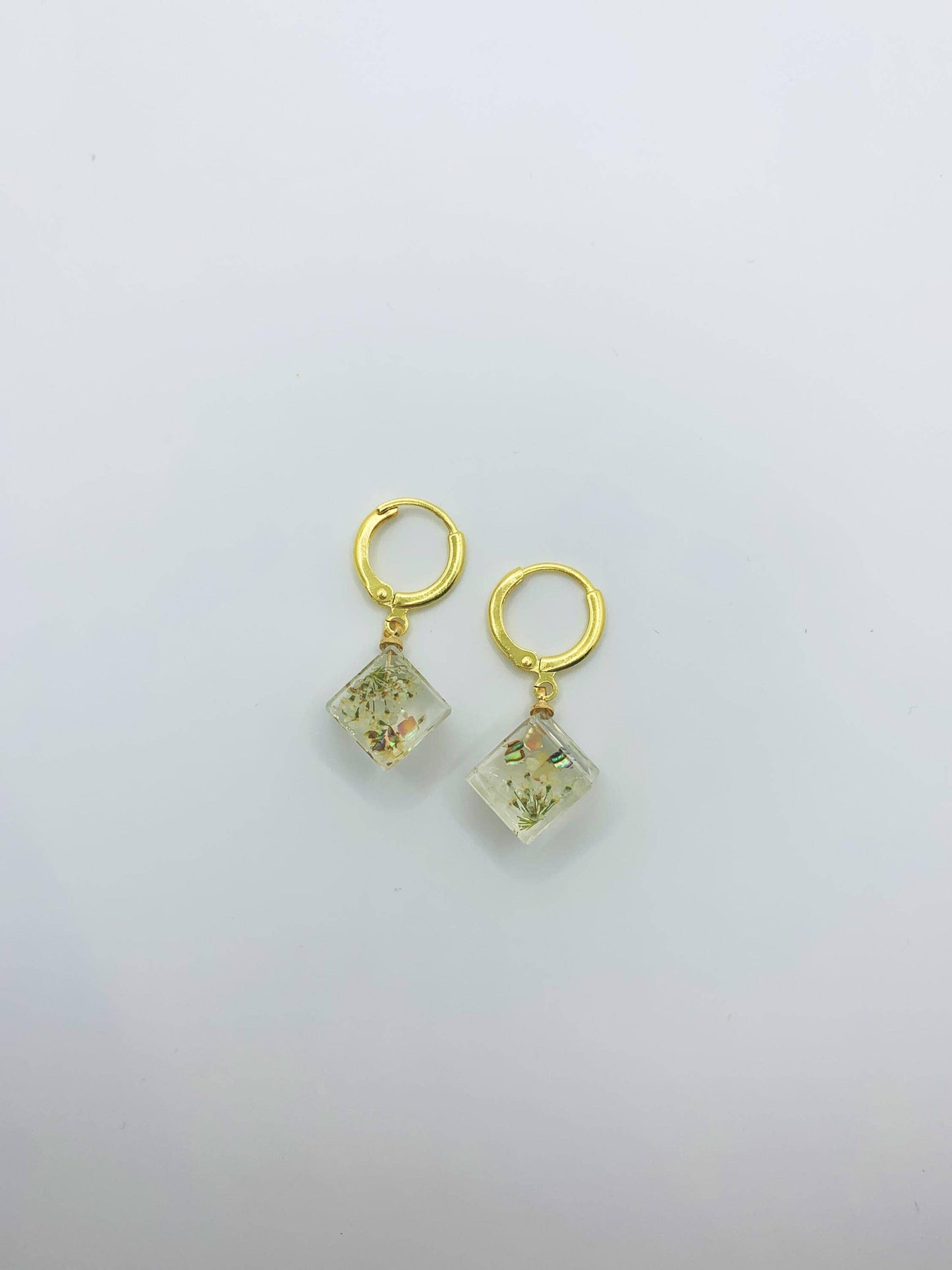 Preserved Dandelion Cube Earrings