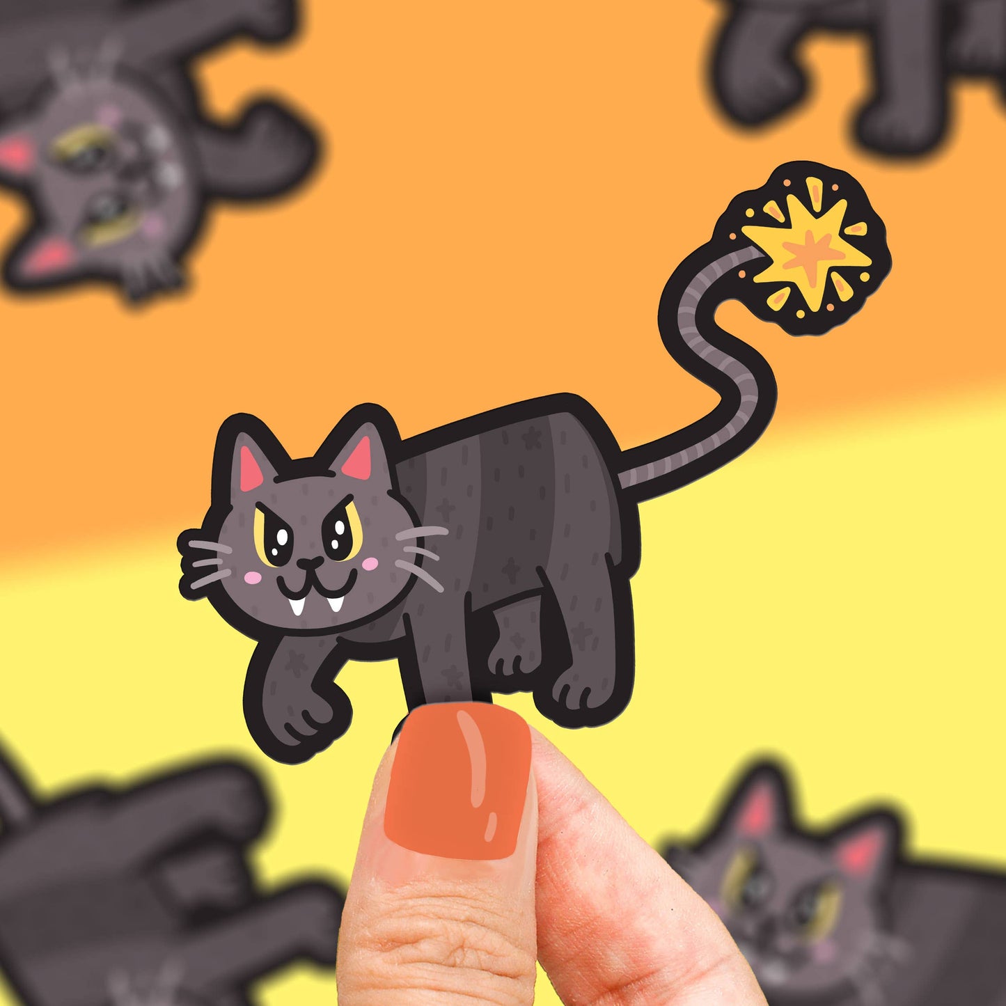 Black Kitty Firecracker Sticker