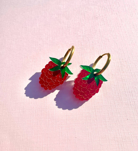 Raspberries Huggie Earrings