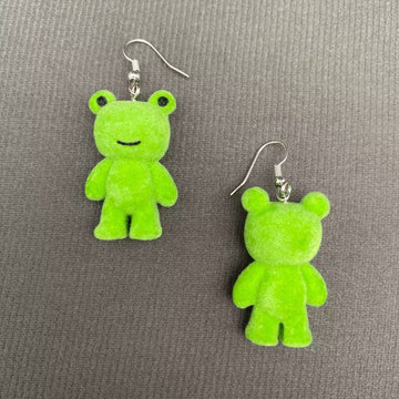 Fuzzy Frog Earrings - 0