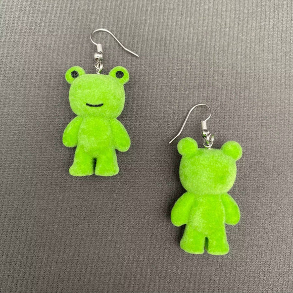 Fuzzy Frog Earrings