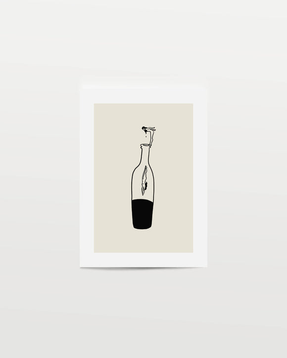"Wine Dive" Minimal Modern Art Print