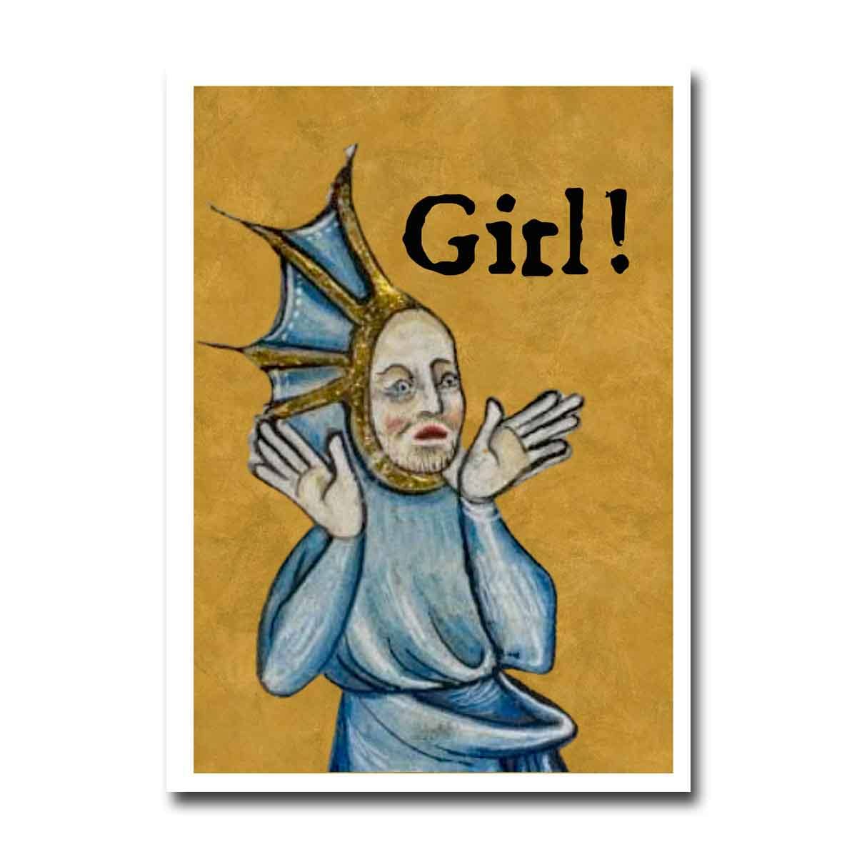 Medieval Girl! Blank Greeting Card