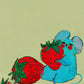 Blue Mouse & Strawberries Print