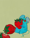 Blue Mouse & Strawberries Print-3