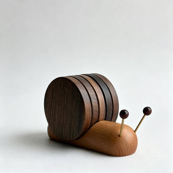 Snail Mini Wooden Coaster Set