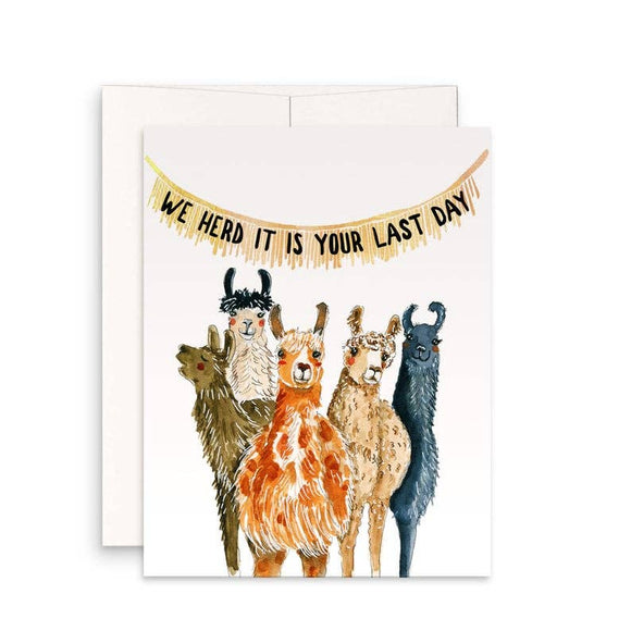 Llamas Herd Goodbye Card