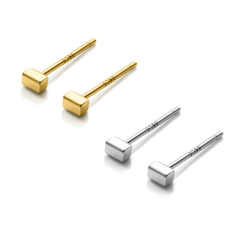 Tiny Cube Stud Earrings