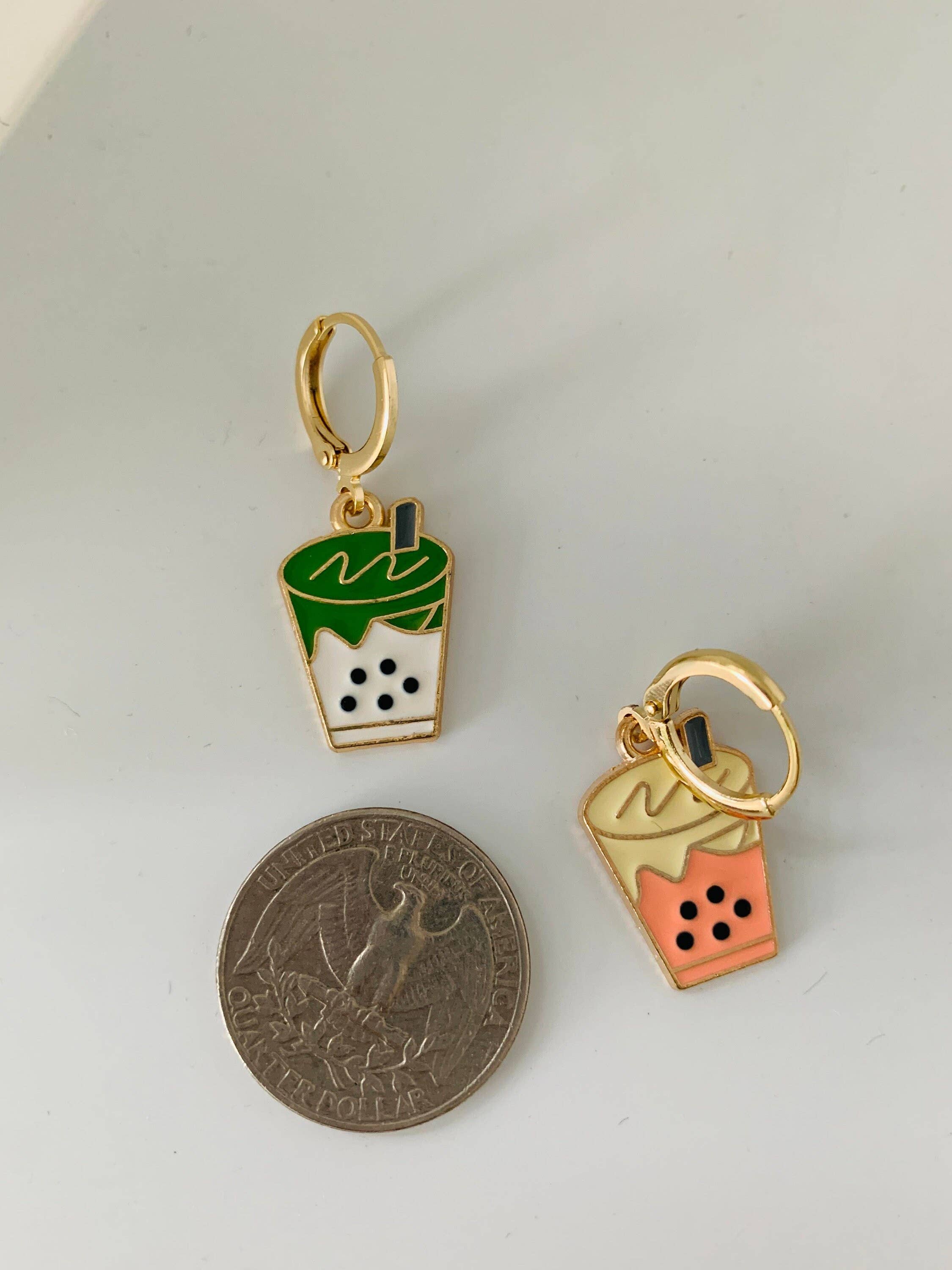Bubble Tea Huggie Earrings