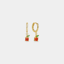 Dainty Orange Fruit Hoop Earrings-1